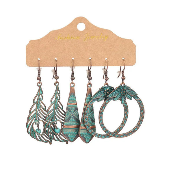 1 Set Casual Retro Leaf Water Droplets Beaded Zinc Alloy Drop Earrings