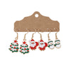 1 Set Cute Sweet Christmas Tree Santa Claus Snowman Enamel Zinc Alloy Drop Earrings