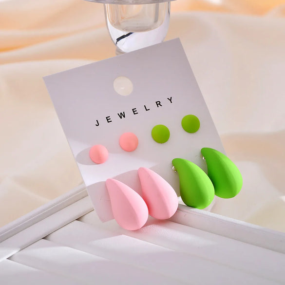 1 Set Cute Water Droplets Stoving Varnish Arylic Ear Studs