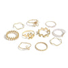 1 Set Elegant Flower Imitation Pearl Plating Women's Rings Wave Ring