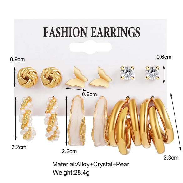 1 Set Elegant Lady Geometric Butterfly Plating Alloy Earrings