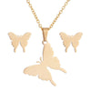 1 Set Fashion Butterfly Stainless Steel Plating Earrings Necklace