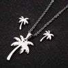 Wholesale Jewelry Fashion Coconut Tree 201 Stainless Steel 18K Gold Plated Earrings Necklace
