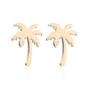 Wholesale Jewelry Fashion Coconut Tree 201 Stainless Steel 18K Gold Plated Earrings Necklace