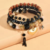 1 Set Fashion Heart Shape Alloy Resin Beaded Tassel Inlay Rhinestones Women'S Bracelets
