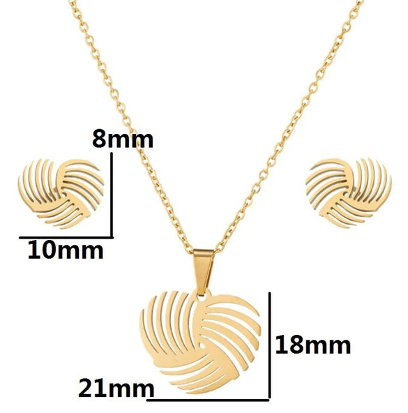 1 Set Fashion Heart Shape Stainless Steel Titanium Steel Plating Earrings Necklace