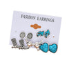 1 Set IG Style Vintage Style Exaggerated Cactus Cattle Boots Inlay Alloy Turquoise Ear Studs