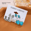 1 Set IG Style Vintage Style Exaggerated Cactus Cattle Boots Inlay Alloy Turquoise Ear Studs