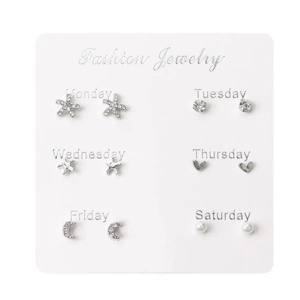 1 Set Modern Style Geometric Heart Shape Plating Alloy Ear Studs