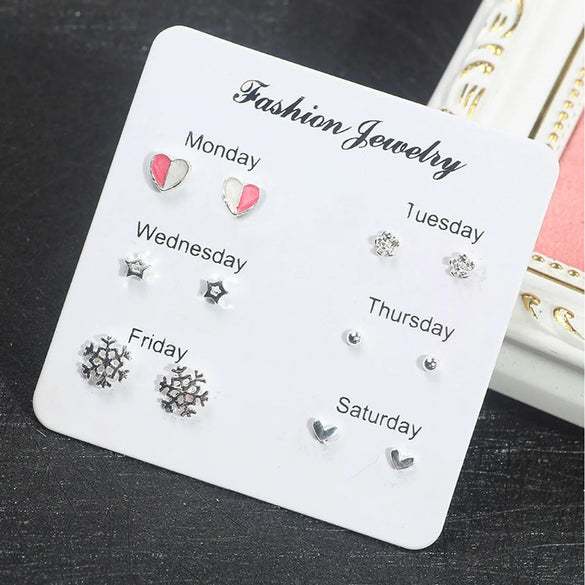 1 Set Modern Style Geometric Heart Shape Plating Alloy Ear Studs