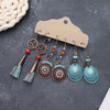 1 Set Retro Flower Alloy Turquoise Seed Bead Handmade Women'S Drop Earrings