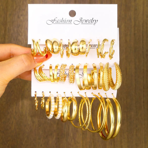 1 Set Retro Geometric Round Plating Inlay Alloy Artificial Pearls Earrings