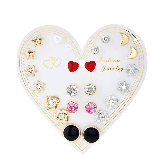 1 Set Simple Style Classic Style Heart Shape Inlay Alloy Rhinestones Ear Studs