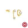 1 Set Sterling Silver Zircon Geometric Earrings