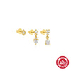 1 Set Sterling Silver Zircon Geometric Earrings