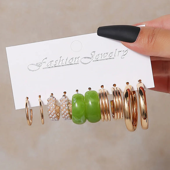 1 Set Sweet Simple Style Round Butterfly Leopard Inlay Arylic Artificial Pearls Earrings