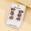 1 Set Vacation Beach Tortoise Starfish Crab Wood Ear Studs