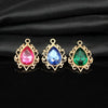 10 PCS/Package 19 * 25mm Zinc Alloy Rhinestones Water Droplets Polished Pendant