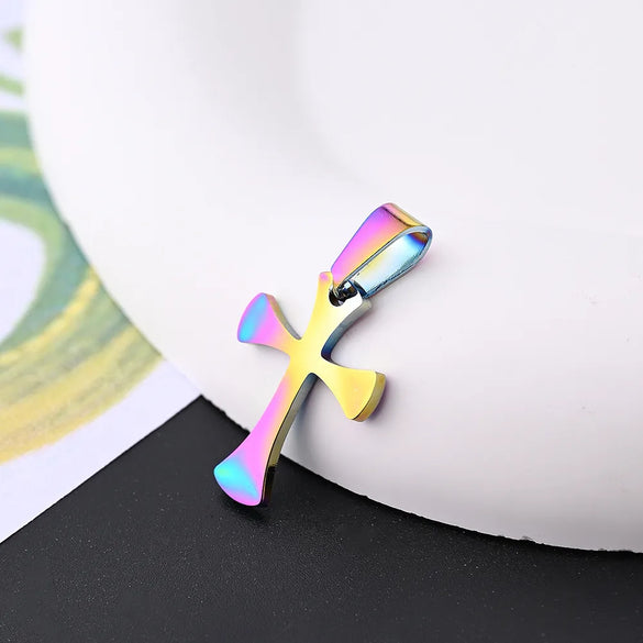 10 Pcs/Package 20x14.5mm 7x3.5mm 304 Stainless Steel 18K Gold Plated Rose Gold Plated Cross Simple Solid Color Polished Pendant