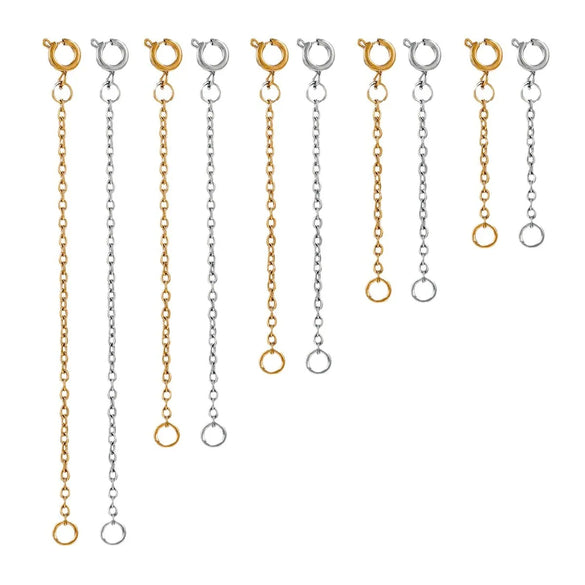 10 PCS/Package 25mm 50mm 75mm 304 Stainless Steel Solid Color Extension Chain