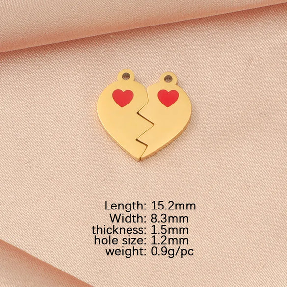 10 PCS/Package 304 Stainless Steel 18K Gold Plated Rose Gold Plated Customization Laser Engraving Heart Shape Pendant