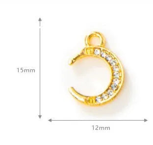 10 PCS/Package Alloy Rhinestones Moon Pendant