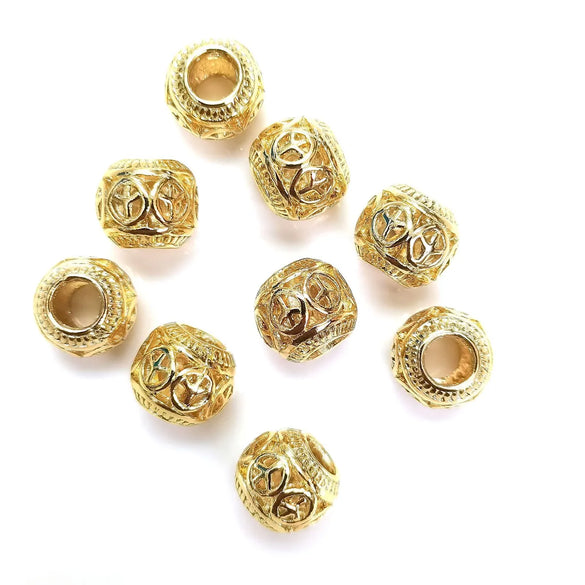 10 PCS/Package Diameter 11mm Hole 4~4.9mm Metal 14K Gold Plated Symbol Beads
