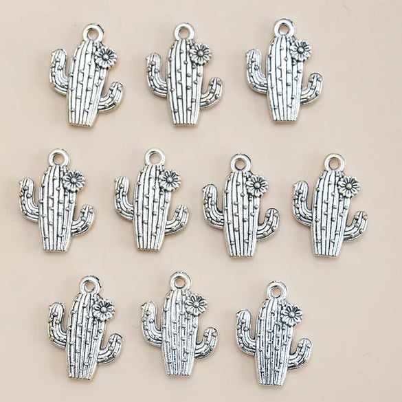 10 Pieces Retro Cactus Alloy Plating Pendant Jewelry Accessories
