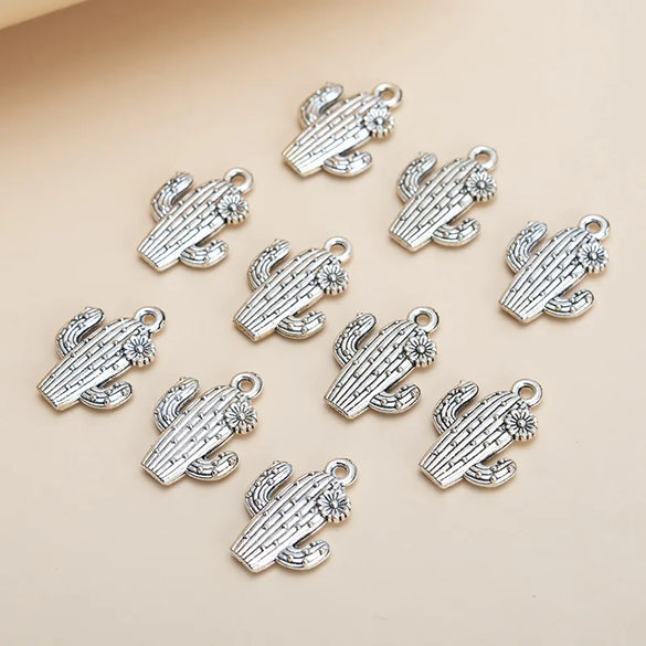 10 Pieces Retro Cactus Alloy Plating Pendant Jewelry Accessories