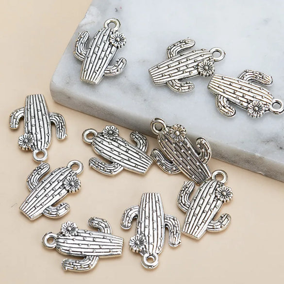 10 Pieces Retro Cactus Alloy Plating Pendant Jewelry Accessories