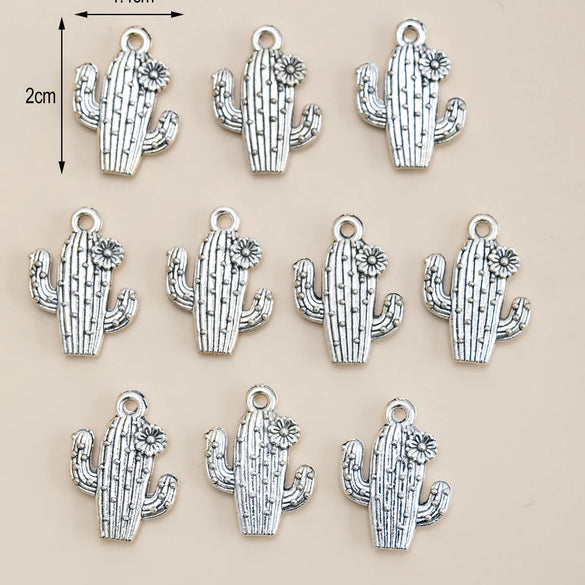 10 Pieces Retro Cactus Alloy Plating Pendant Jewelry Accessories