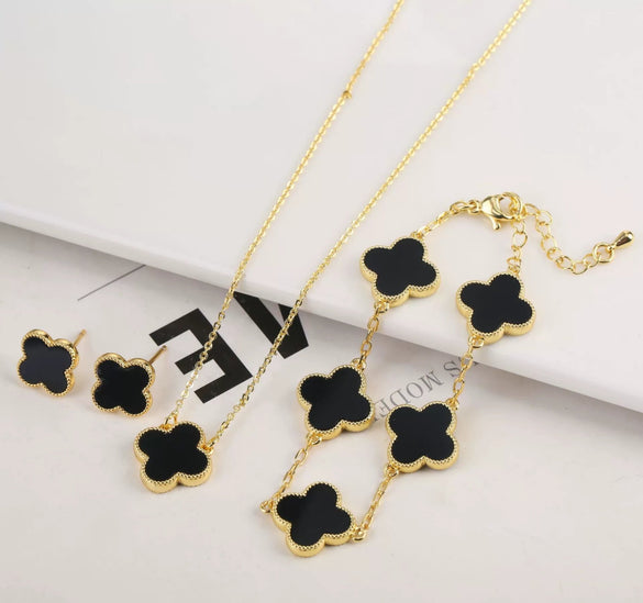 Wholesale Plastic Shell Volcanic Lava Rock Retro 3 Piece Set For Ladies Copper 18K Gold Plated With Plant Flower Pattern Electroplated