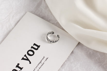 South Korea Dongdaemun Retro Smiley Face Double Ring S925 Sterling Silver Personalized Index Finger Ring