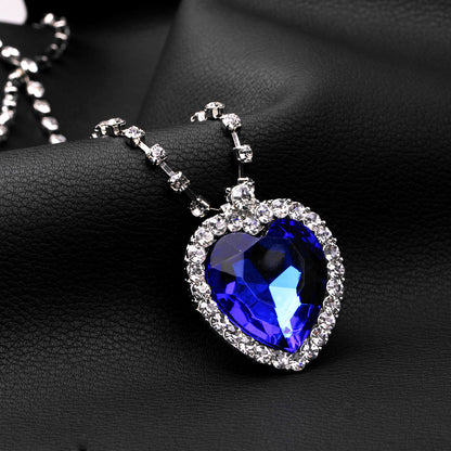 Fashion Heart Alloy Inlaid Gemstone Women's Necklace