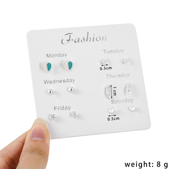 Simple Style Heart Shape Bow Knot Snowflake Alloy Plating Inlay Rhinestones Women's Ear Studs 1 Set