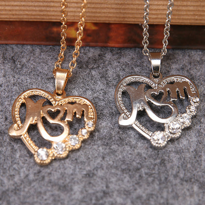 Hot Selling Fashion Trends New Mother's Day Mom Mother Love Hollow Necklace Wholesale Nihaojewelry