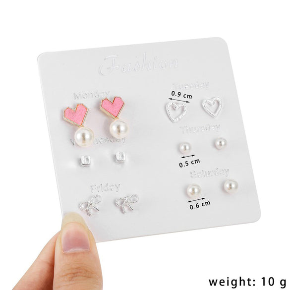 Simple Style Heart Shape Bow Knot Snowflake Alloy Plating Inlay Rhinestones Women's Ear Studs 1 Set