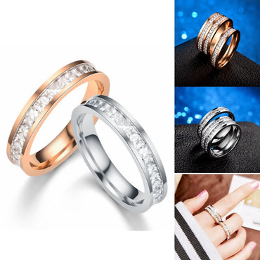 Wholesale Korean Geometric Square Zircon Titanium Steel Ring Nihaojewelry