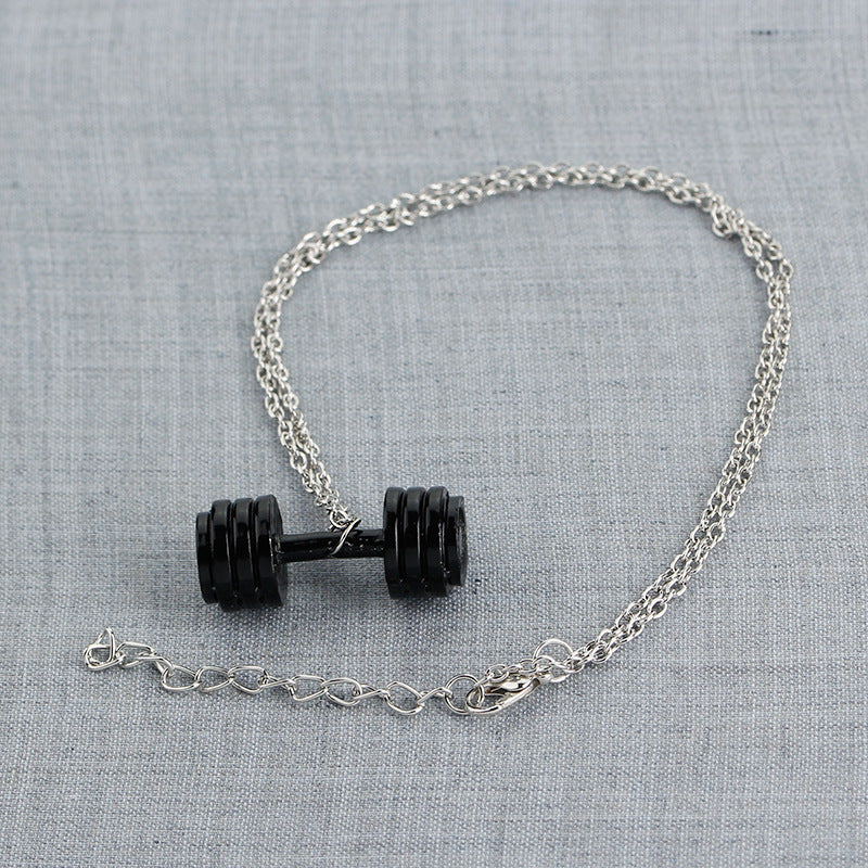 New Fashion Fitness Necklace Sports Barbell Pendant Necklace Clavicle Chain Wholesale