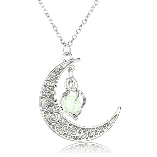 Hot Selling Hollow Spiral Moon Luminous Pendant Cyclone Luminous Bead Necklace Wholesale Nihaojewelry