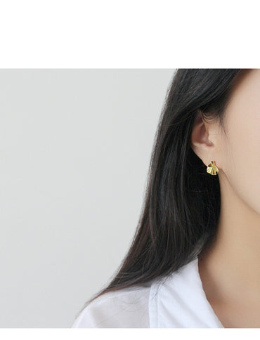 Ae1101 Korean Style S925 Sterling Silver Stud Earrings Irregular Concave Geometric Women's Stud Earrings Student Silver Jewelry