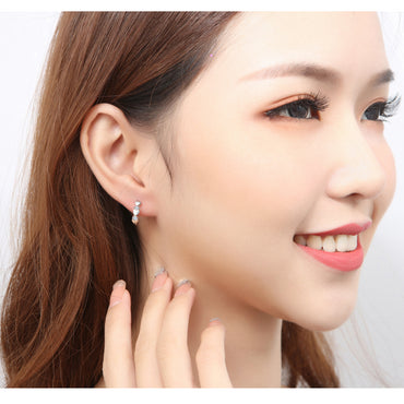 1 Pair Fashion Heart Shape Metal Inlay Zircon Women's Hoop Earrings