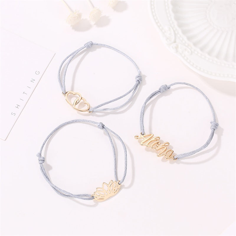 Fashion Three-piece Letter Boho Style Alloy Bracelet  Wholesale