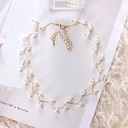Pearl Clavicle Chain Women's Neck Strap Simple Short Necklace
