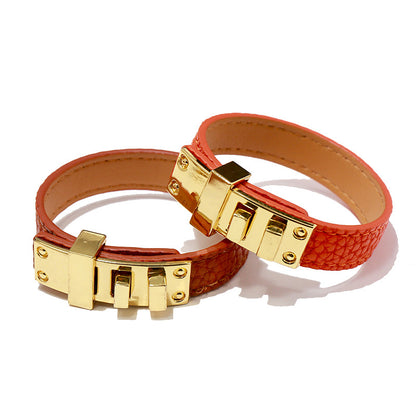 Ig Style Solid Color Pu Leather Alloy Plating Unisex Bangle