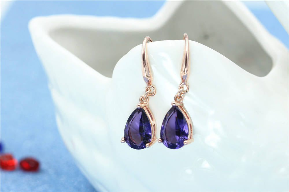 Simple Style Oval Water Droplets Copper Plating Artificial Gemstones Rings Earrings Necklace