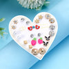 12 Pairs Casual Cute Heart Shape Strawberry Butterfly Inlay Alloy Artificial Rhinestones Ear Studs