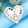 12 Pairs Casual Cute Heart Shape Strawberry Butterfly Inlay Alloy Artificial Rhinestones Ear Studs