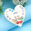 12 Pairs Casual Cute Heart Shape Strawberry Butterfly Inlay Alloy Artificial Rhinestones Ear Studs