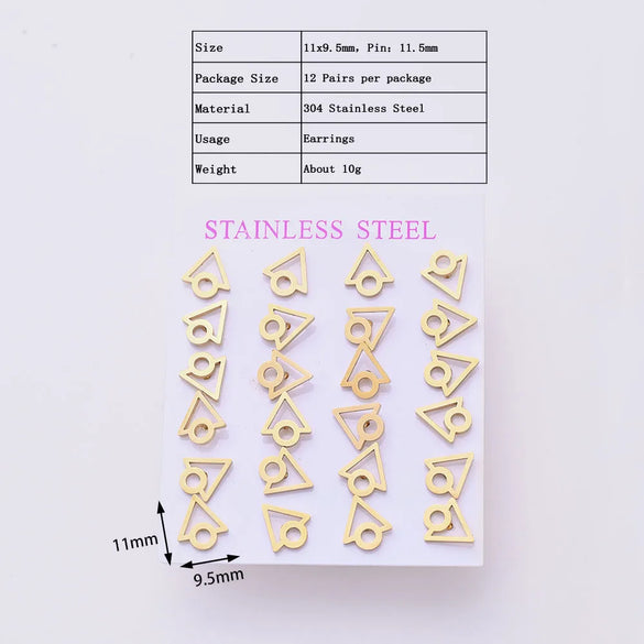 12 Pairs Casual Modern Style Simple Style Infinity Water Droplets Handmade Polishing Laser 304 Stainless Steel Gold Plated Ear Studs